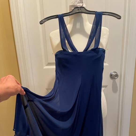 B. Darlin Sapphire Blue Party Dress Chiffon & Synthetic Size M Fits Like Size 6 - Picture 7 of 7